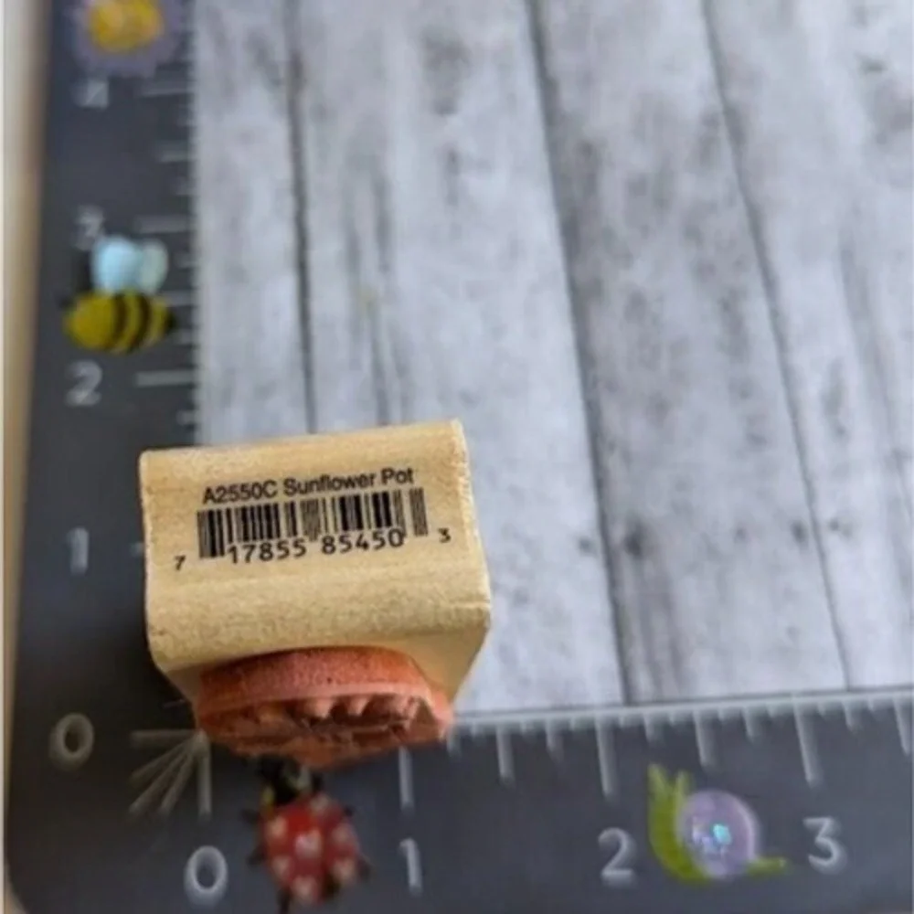 Rubber Stampede Sunflower Pot A2550C Rubber Stamp Wood #C18